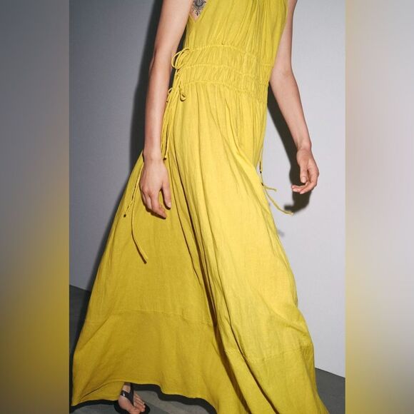 ZARA ZW COLLECTION VOLUMINOUS LINEN DRESS - Picture 5 of 11